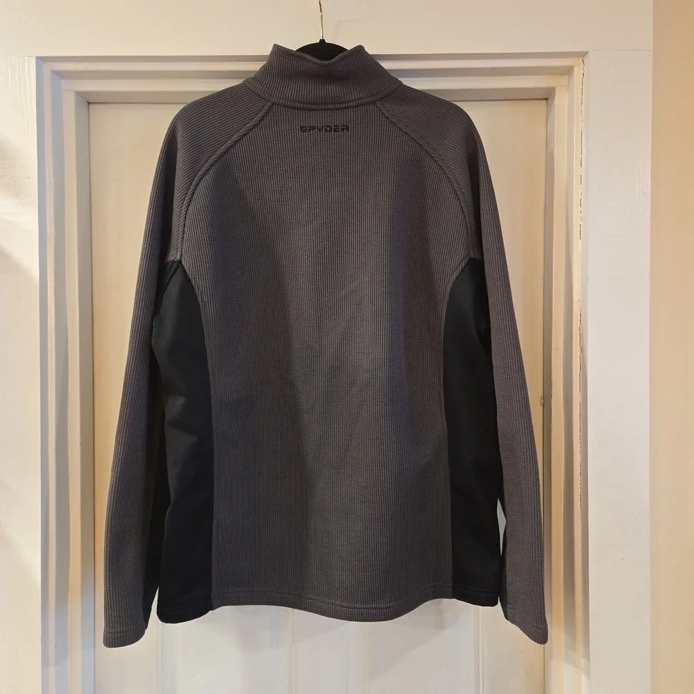 Spyder Soft Shell 1/4 Zip Fleece Pullover Sweater Jacket Mens Size XL Black Gray